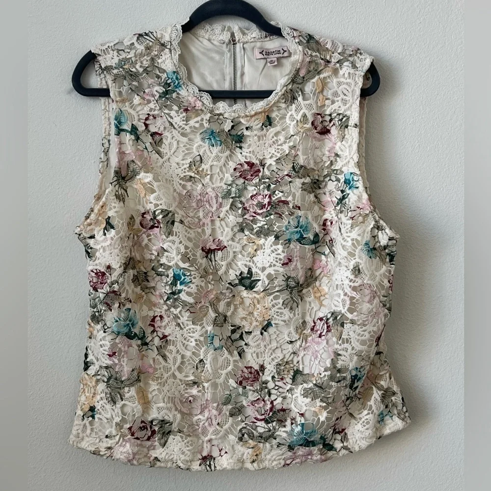 Nanette Lepore Sleeveless Lace Top Size XL‎ (0473)